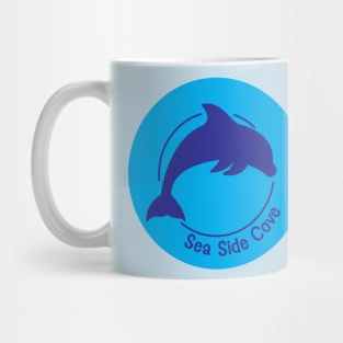 Sea Side Cove Dolphin Logo Light Blue Mug